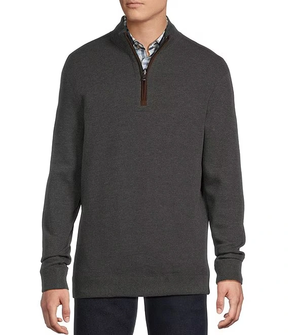 Cremieux Blue Label Reversible Quarter-Zip Pullover Charcoal